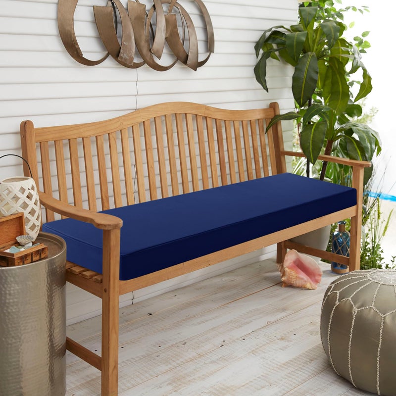 Summsun Outdoor Bench Cushion: Waterproof and Fade Resistant Patio Furniture Cushions - Non-Slip Bench Pad Cushion with Removable Cover for Garden Swing Porch Sofa Settee  48 x 18 x 3 Inch  Navy Blue - Image 2